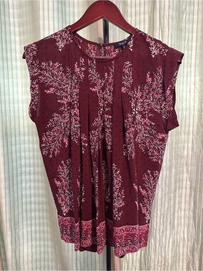 Madewell Burgundy Floral Sleeveless Blouse